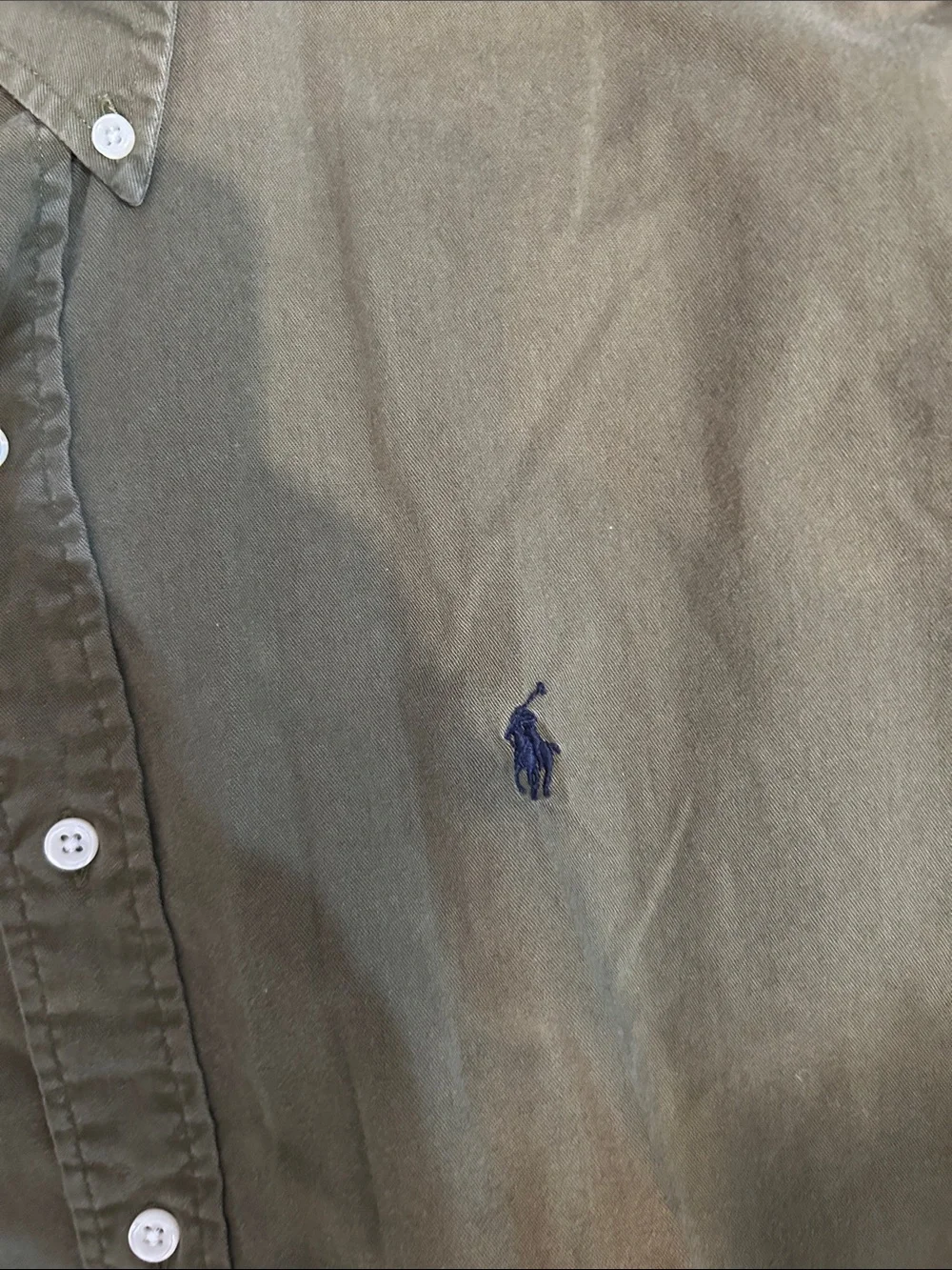 Polo by Ralph Lauren Olive Button-Down Shirt with Navy Pony
